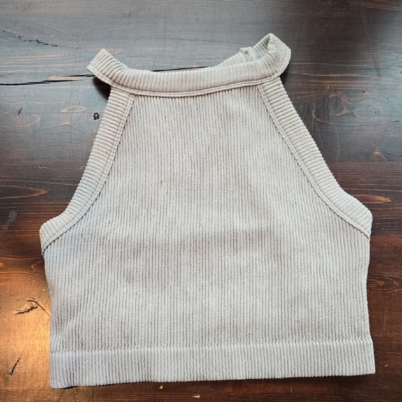 Aerie Cozy Ribbed Knit Tank Top Gray - Picture 1 of 2